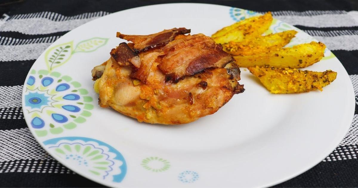 frango assado com bacon