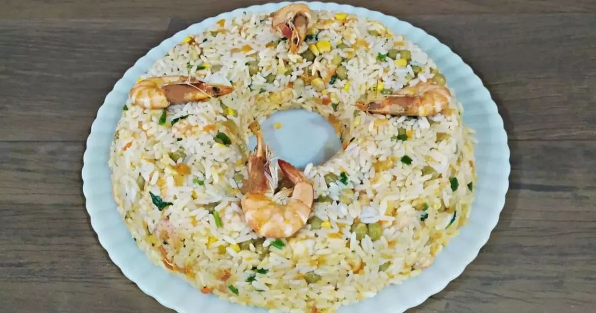arroz primavera com camarão