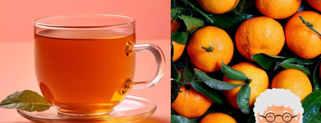 Chá De Folha De Laranja Da Terra Preparado Em Xícara Simples.