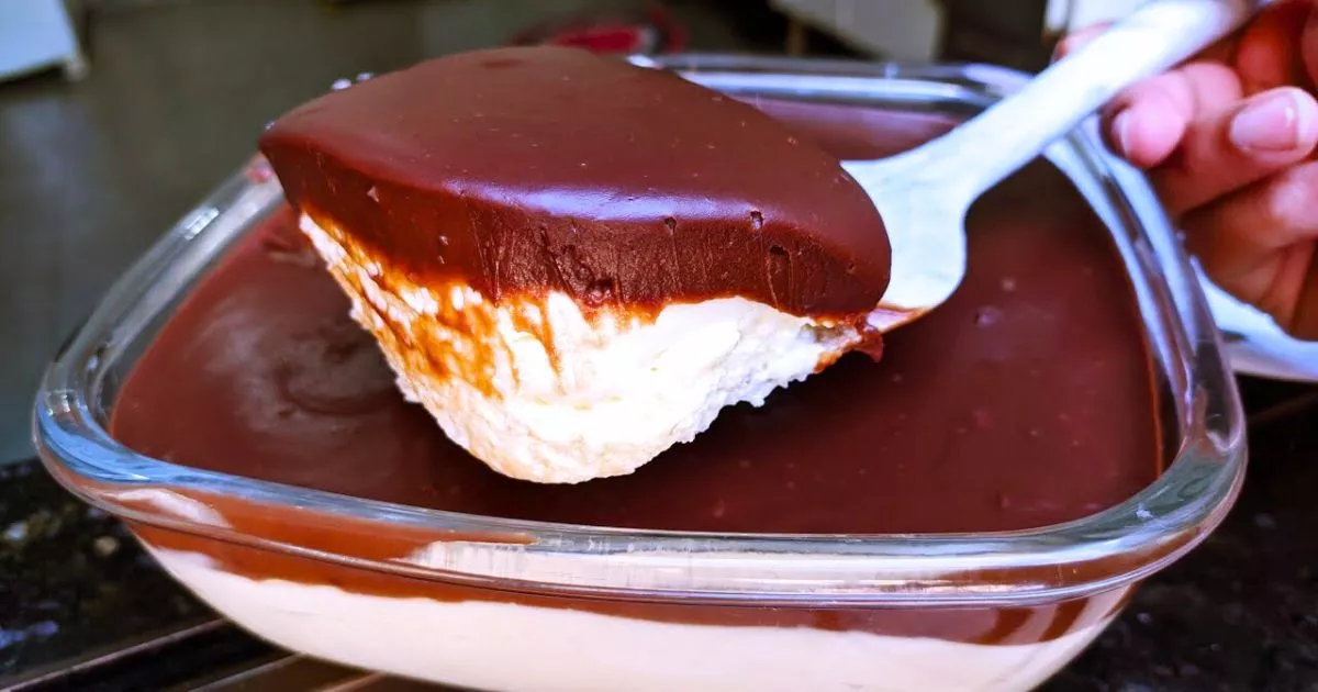 Sobremesa fácil para o Dia dos Pais, com ganache de chocolate.