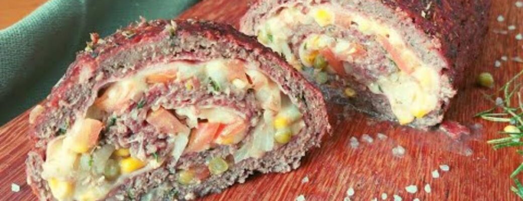 Receita Fácil De Rocambole De Carne Moída Recheado Com Presunto E Queijo. Faça Agora!...
