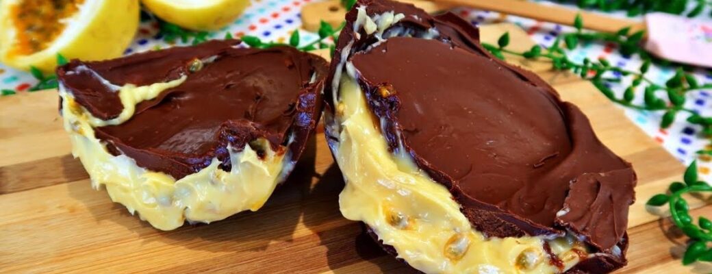 Ovo De Páscoa Com Recheio Cremoso De Maracujá E Casca De Chocolate....