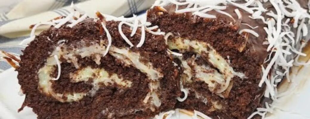 Aprenda A Fazer Um Rocambole Prestígio Com Massa De Liquidificador, Recheio De Coco E Ganache...