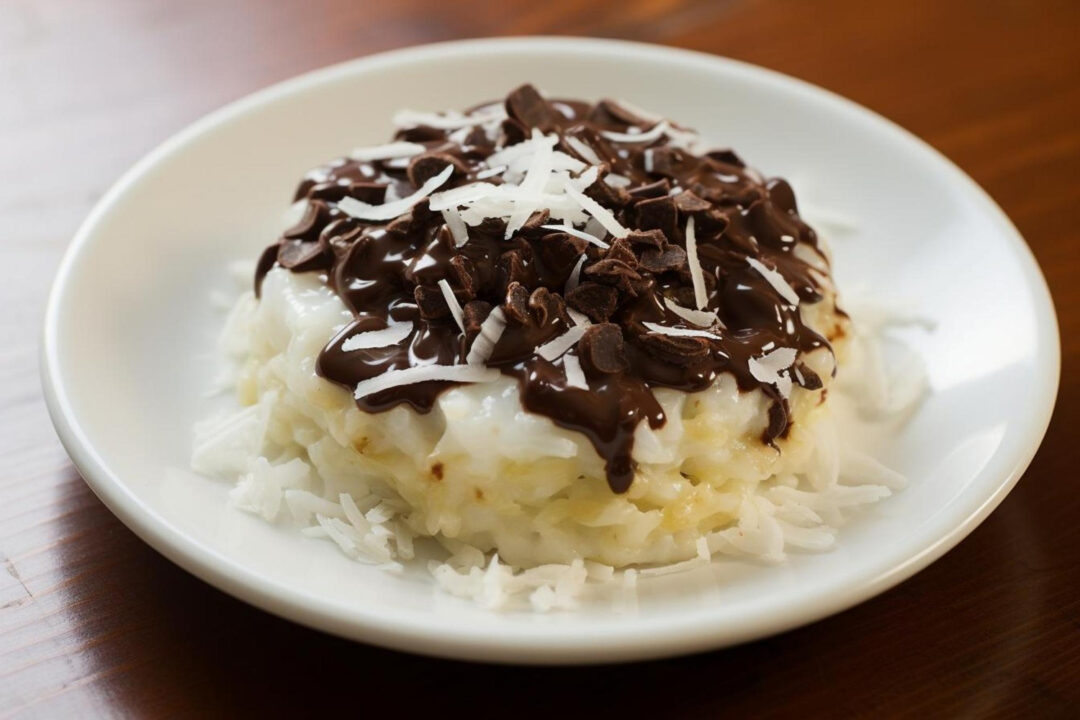 Arroz doce com coco cremoso e com sabor de casa de vó