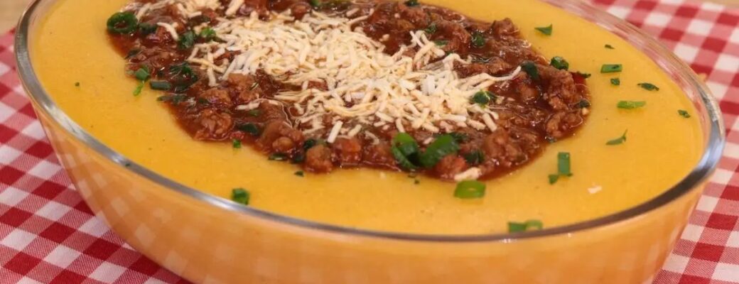 Polenta Cremosa Com Carne Moída Fácil E Pronta Em 10 Minutos....
