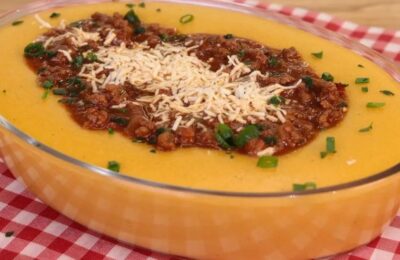 Polenta Cremosa Com Carne Moída Fácil E Pronta Em 10 Minutos....