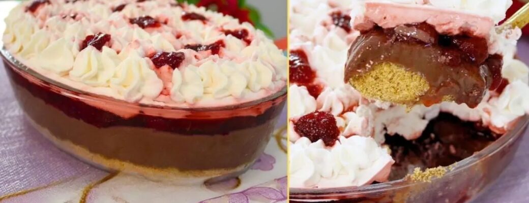 Camadas Irresistíveis De Brigadeiro, Geleia De Morango E Chantilly....