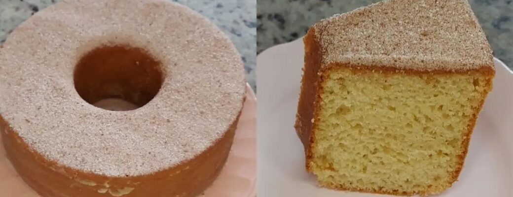 Bolo De Iogurte Simples Com Cobertura De Açúcar E Canela....