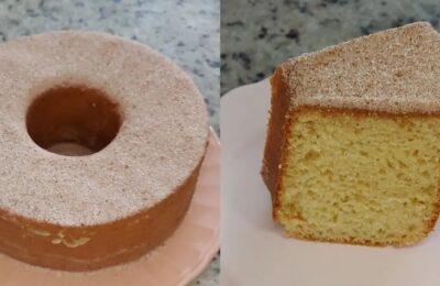 Bolo De Iogurte Simples Com Cobertura De Açúcar E Canela....