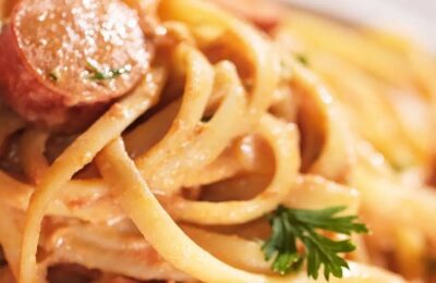 Macarrão Cremoso Com Salsicha Na Panela