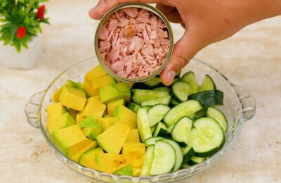Salada De Pepino Com Abacate E Atum